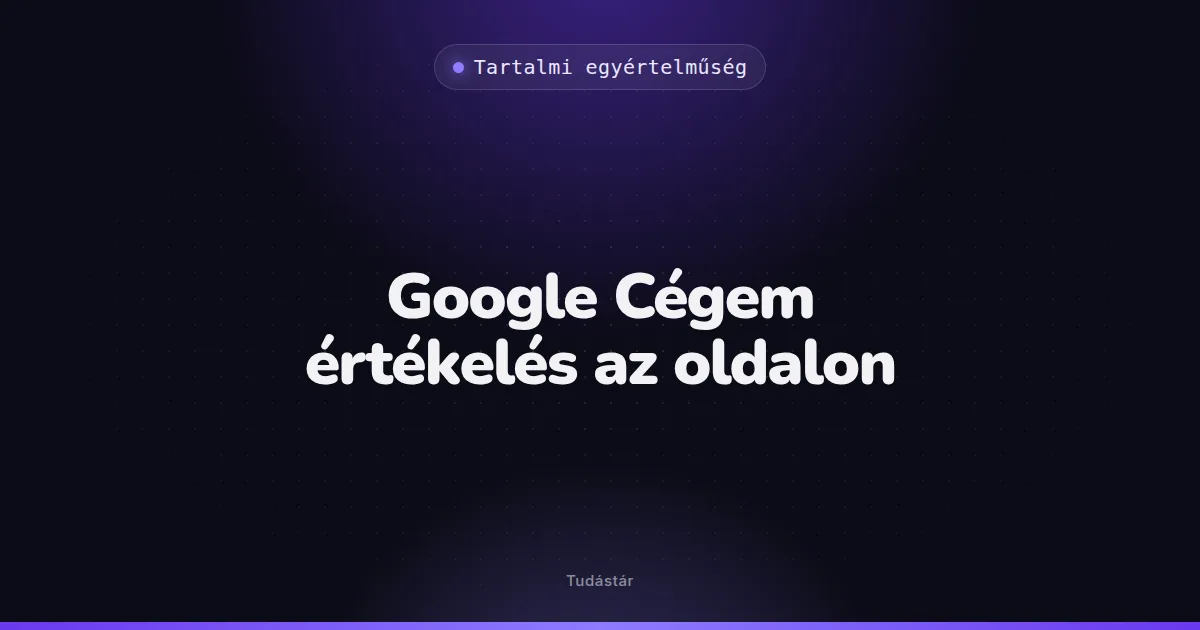 Google Cégem értékelés az oldalon - Tartalmi egyértelműség (szakszó) a tudástárban