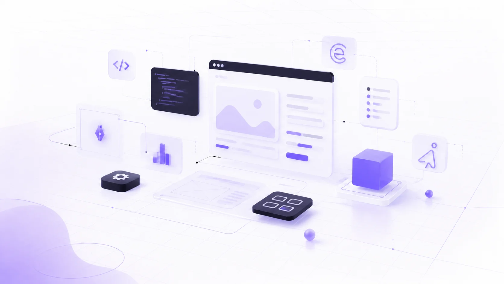 Egyedi weboldal és webalkalmazás fejlesztés vizualizációja — eClick: kódolás, UI design, AI integráció és modern web komponensek